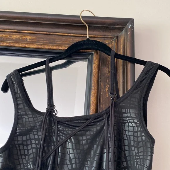 Savage, medium black, stripy, rocker tang style shirt, mini dress, unique style - Picture 2 of 7